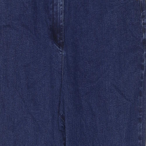 Bonmarché Womens Blue Cotton Bootcut Jeans Size 20 Regular Zip