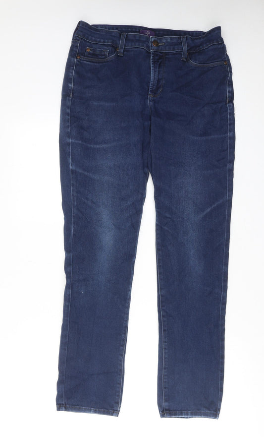 NYDJ Womens Blue Cotton Straight Jeans Size 10 Regular Zip