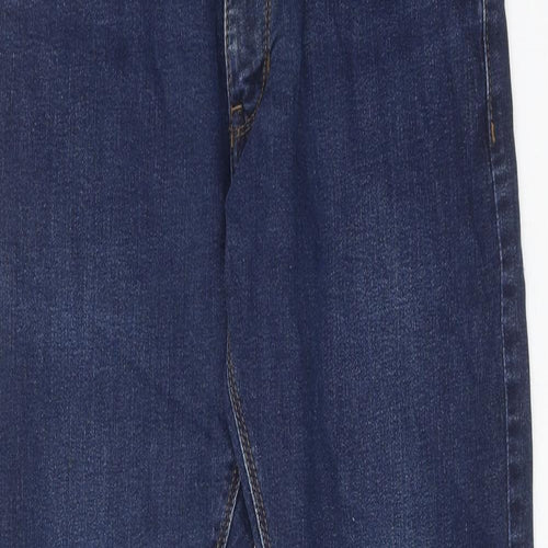 Marks and Spencer Mens Blue Cotton Straight Jeans Size 32 in L29 in Slim Zip