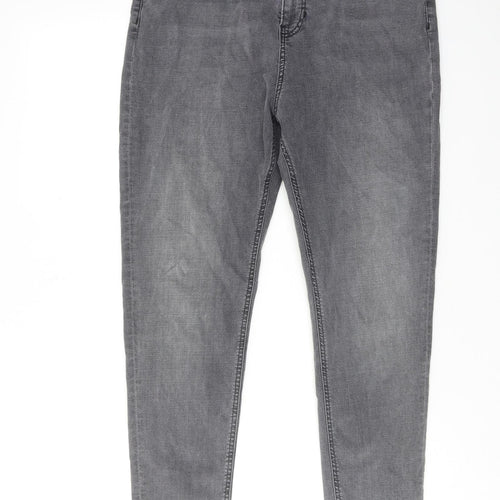 Per Una Womens Grey Cotton Skinny Jeans Size 16 Regular Zip