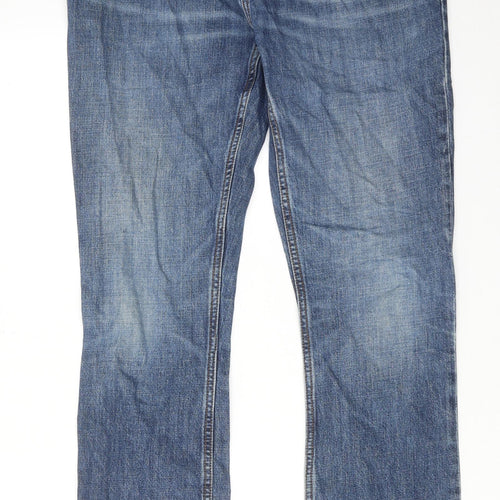 White Stuff Mens Blue Cotton Straight Jeans Size 30 in L32 in Regular Button