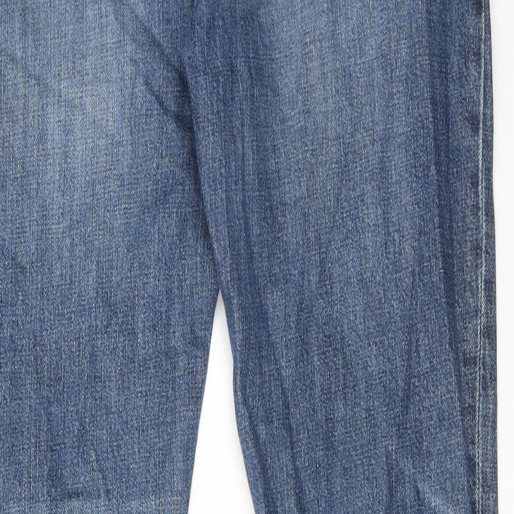 White Stuff Mens Blue Cotton Straight Jeans Size 30 in L32 in Regular Button