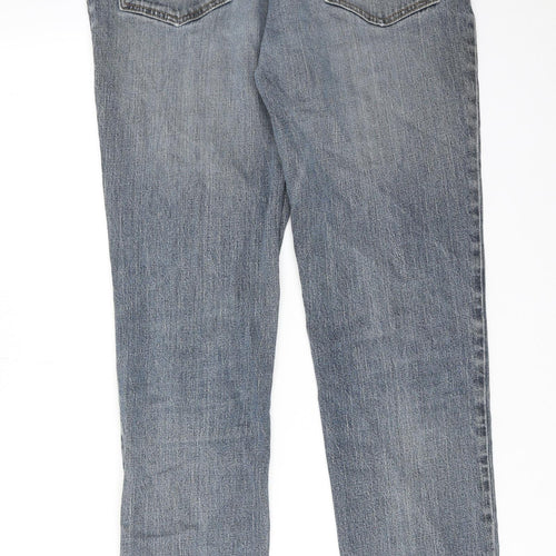 TU Mens Blue Cotton Straight Jeans Size 34 in L34 in Regular Zip
