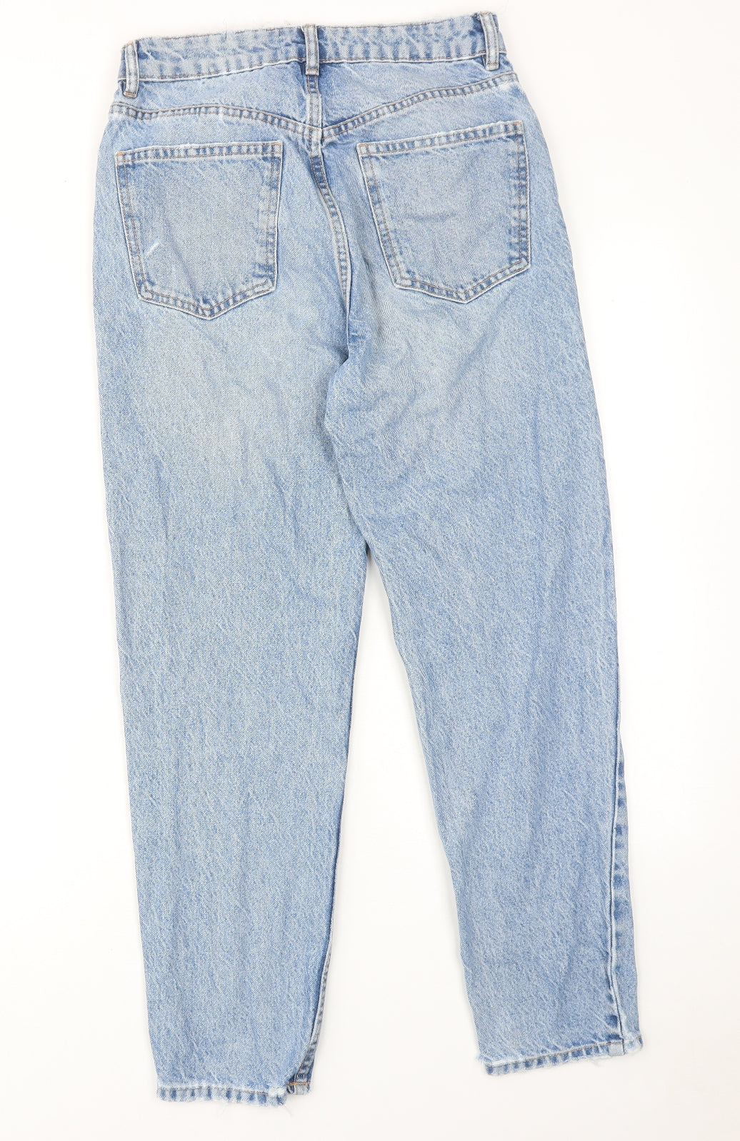 Zara Womens Blue Cotton Tapered Jeans Size 8 Regular Zip