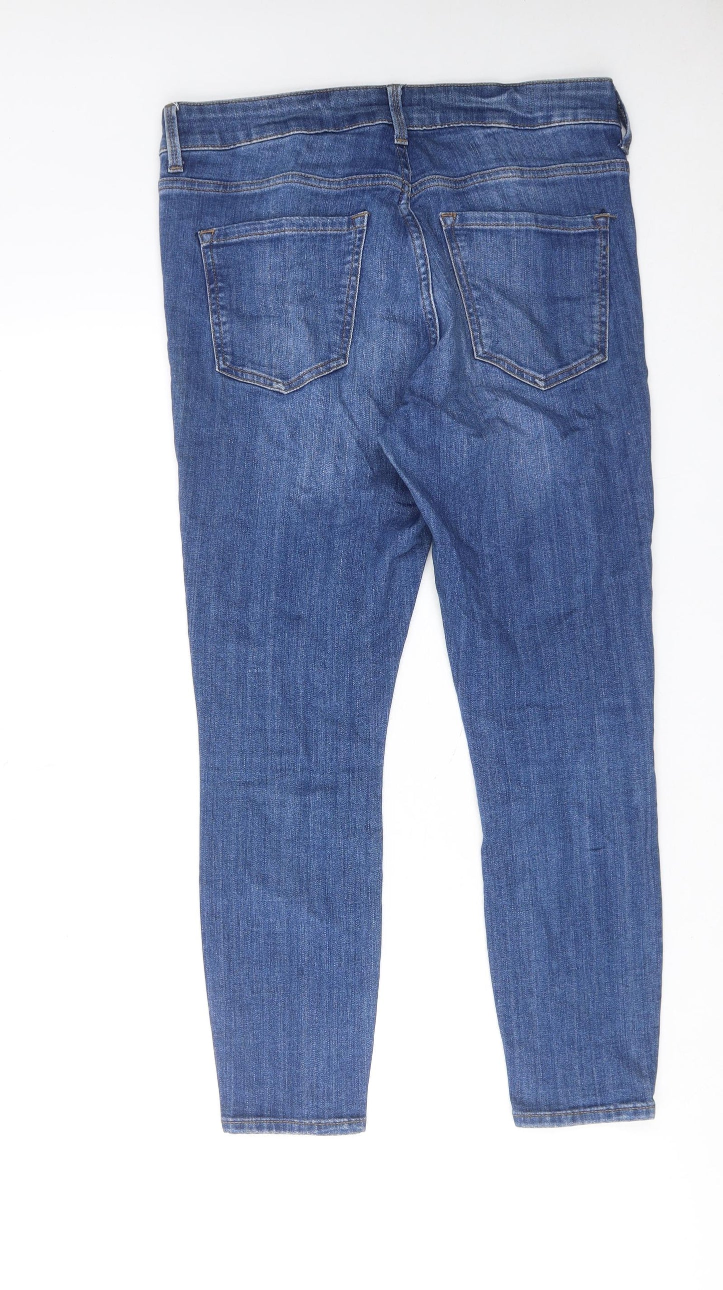Miss Selfridge Womens Blue Cotton Skinny Jeans Size 12 Regular Zip