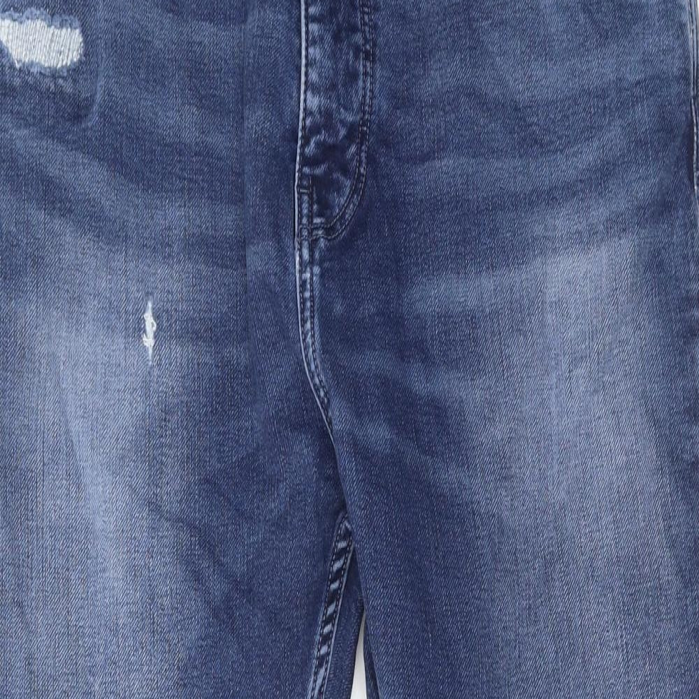 Zara Womens Blue Cotton Skinny Jeans Size 16 Regular Zip