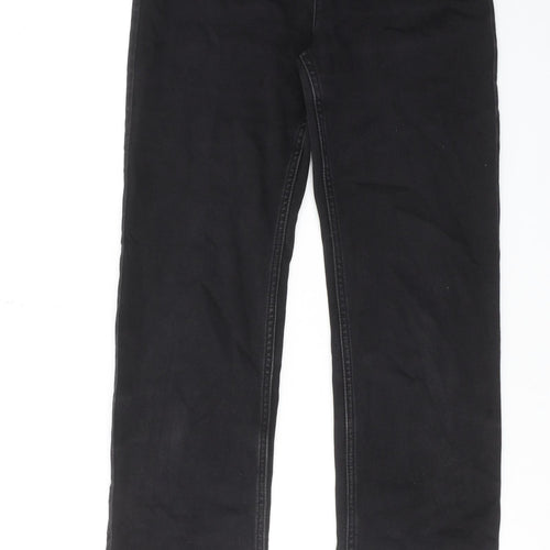 Marks and Spencer Womens Black Cotton Straight Jeans Size 8 Regular Zip