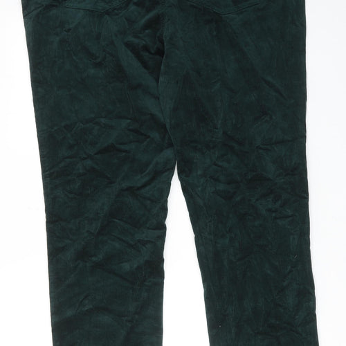 Marks and Spencer Womens Green Cotton Trousers Size 20 Regular Zip