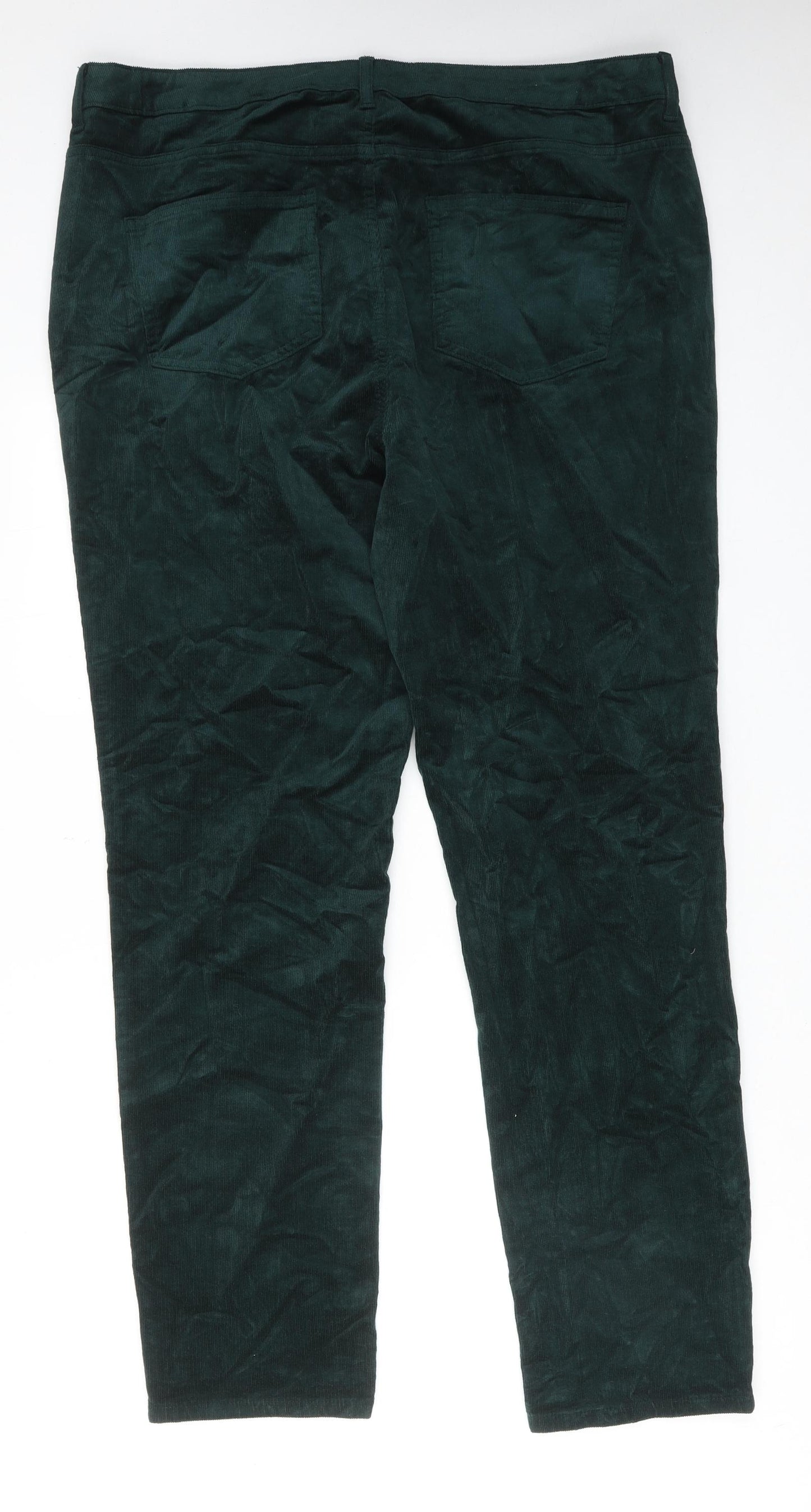 Marks and Spencer Womens Green Cotton Trousers Size 20 Regular Zip