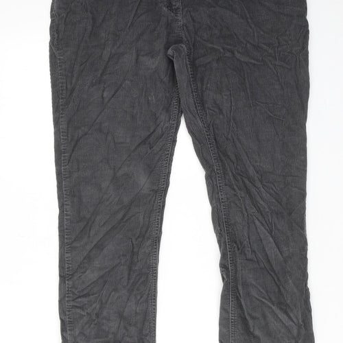 Per Una Womens Grey Cotton Trousers Size 12 Regular Zip