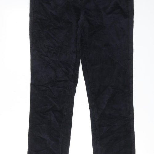 Marks and Spencer Womens Blue Cotton Trousers Size 12 Regular Zip