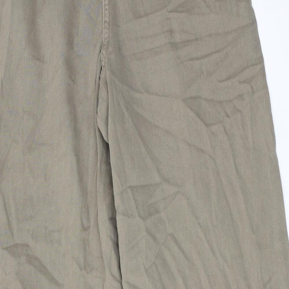 Marks and Spencer Womens Beige Cotton Wide-Leg Jeans Size 12 Regular Zip