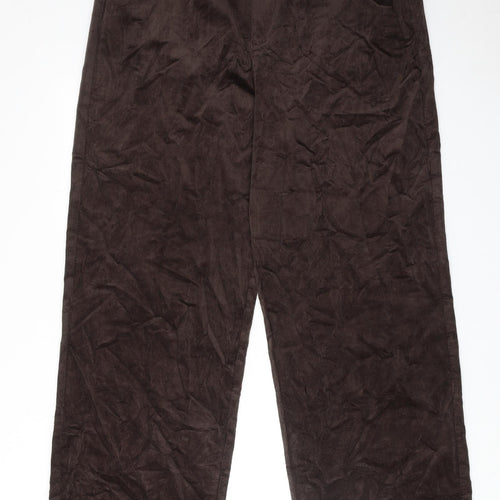 Marks and Spencer Womens Brown Cotton Trousers Size 20 Regular Zip
