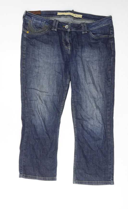 Fat Face Womens Blue Cotton Straight Jeans Size 14 Regular Zip