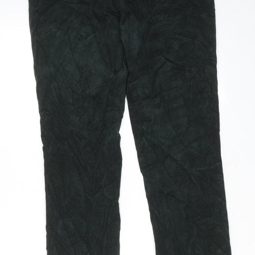 Marks and Spencer Womens Green Cotton Trousers Size 12 L30 in Regular Zip