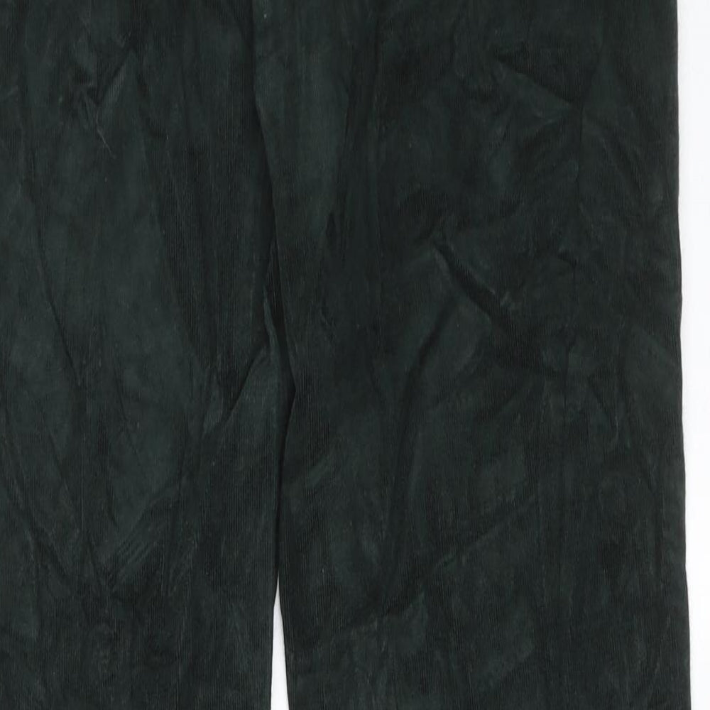 Marks and Spencer Womens Green Cotton Trousers Size 12 L30 in Regular Zip