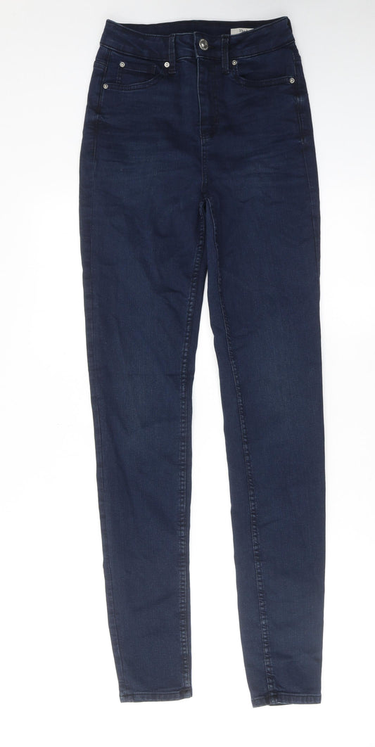 Marks and Spencer Womens Blue Cotton Skinny Jeans Size 6 L33 in Regular Zip