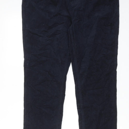 Marks and Spencer Womens Blue Cotton Trousers Size 18 L30 in Regular Zip