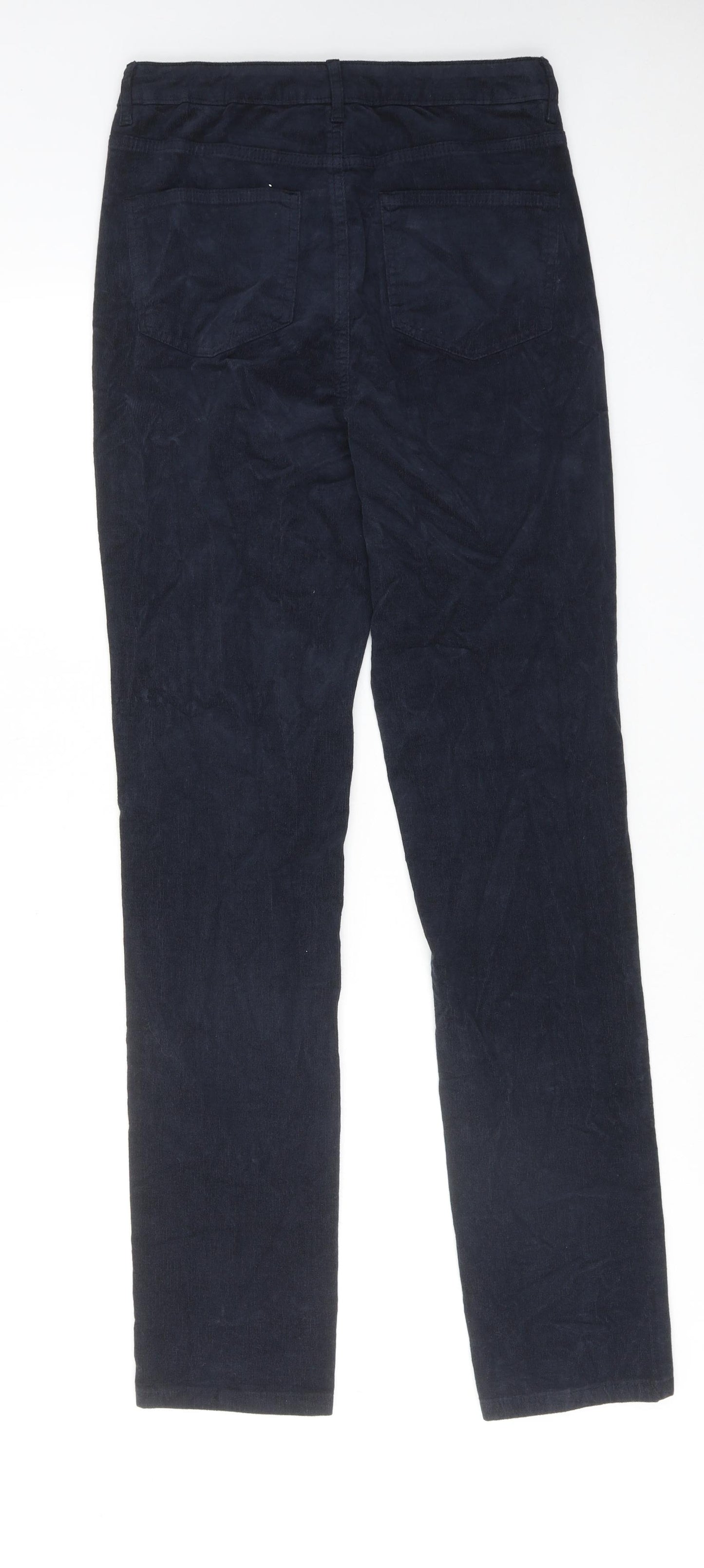 Marks and Spencer Womens Blue Cotton Trousers Size 10 L33 in Regular Zip