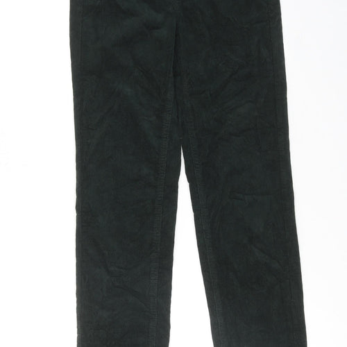 Marks and Spencer Womens Green Cotton Trousers Size 6 L31 in Regular Zip