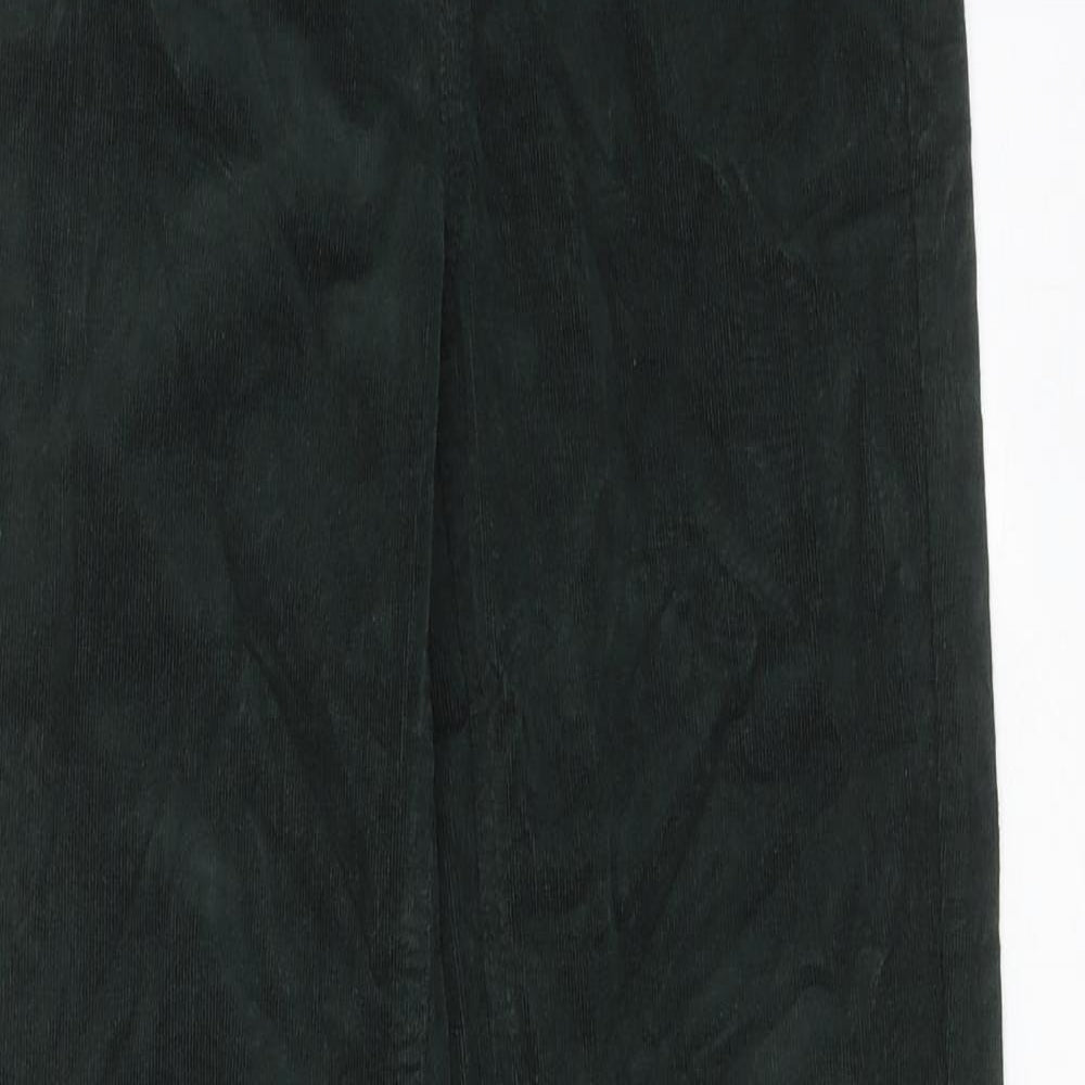 Marks and Spencer Womens Green Cotton Trousers Size 6 L31 in Regular Zip