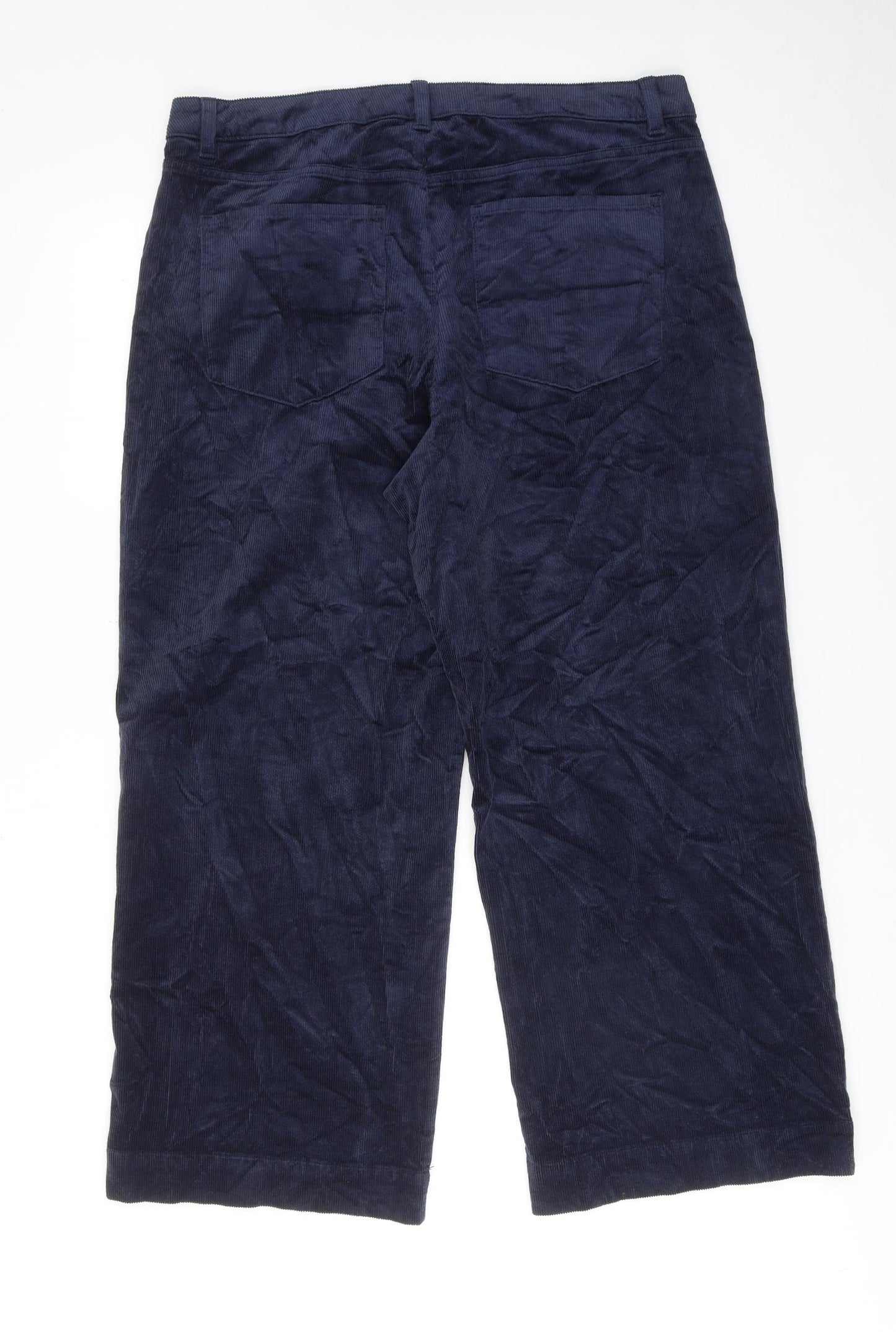 Marks and Spencer Womens Blue Cotton Trousers Size 18 Regular Zip