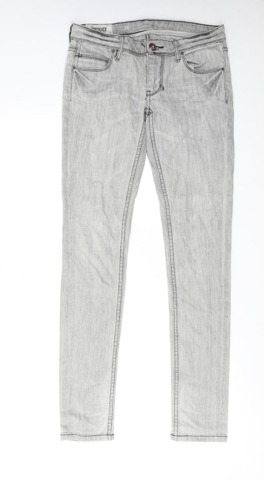 Quiksilver Mens Grey Cotton Skinny Jeans Size 28 in L30 in Regular Zip
