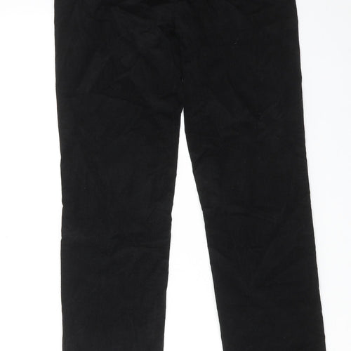 Marks and Spencer Womens Black Cotton Trousers Size 6 L30 in Regular Zip