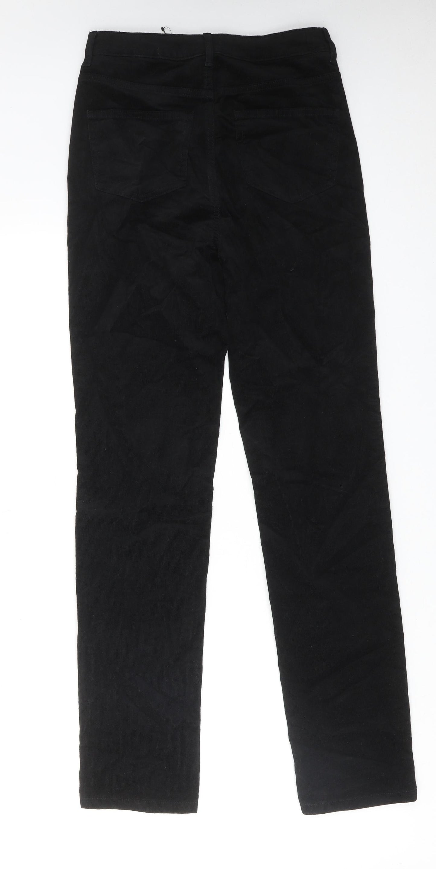 Marks and Spencer Womens Black Cotton Trousers Size 6 L30 in Regular Zip