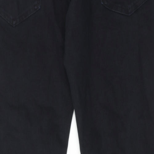 Marks and Spencer Mens Black Cotton Straight Jeans Size 36 in L29 in Slim Zip