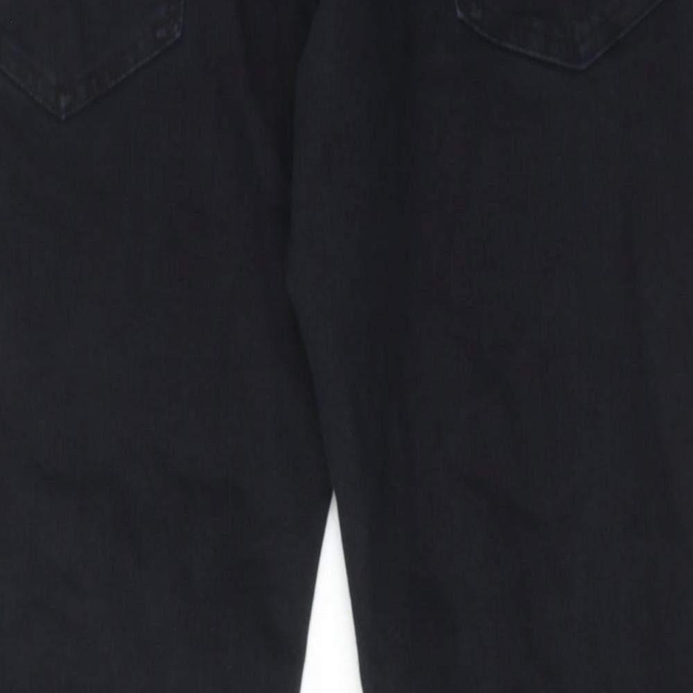 Marks and Spencer Mens Black Cotton Straight Jeans Size 36 in L29 in Slim Zip