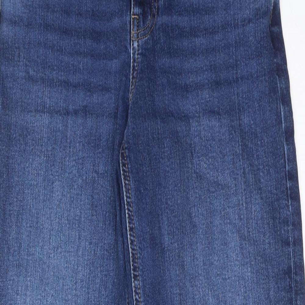 Marks and Spencer Womens Blue Cotton Tapered Jeans Size 8 L28 in Regular Zip