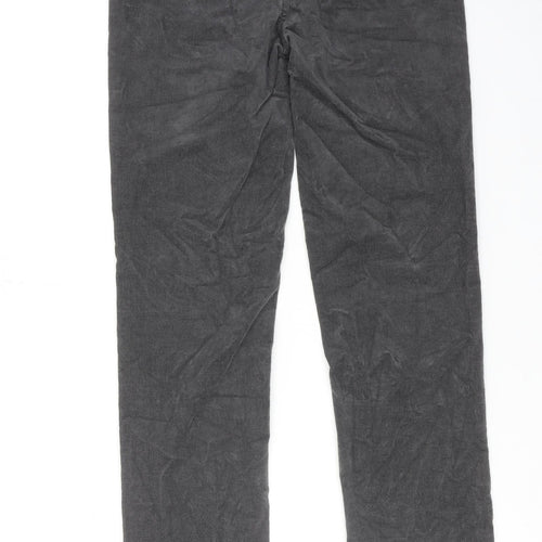Marks and Spencer Womens Grey Cotton Trousers Size 8 L32 in Regular Zip