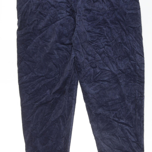 Per Una Womens Blue Cotton Trousers Size 18 L28 in Regular Zip