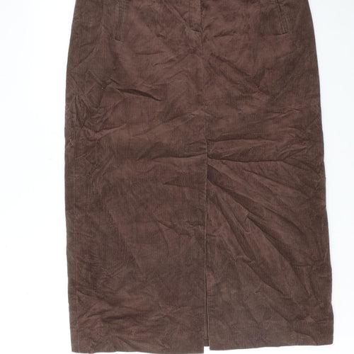 Country Casuals Womens Brown Cotton A-Line Skirt Size 18 Zip