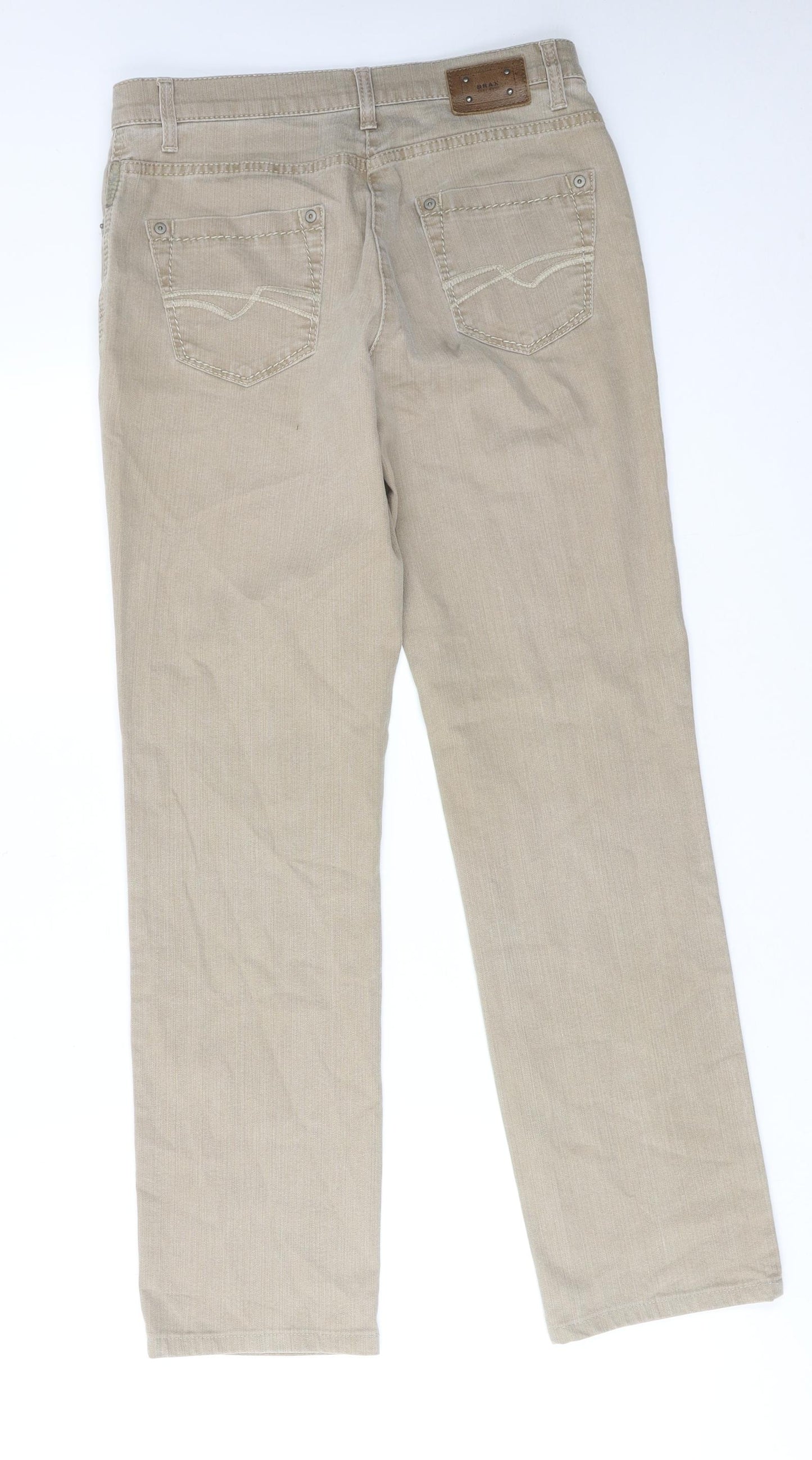 BRAX Womens Beige Cotton Straight Jeans Size 10 L29 in Regular Zip