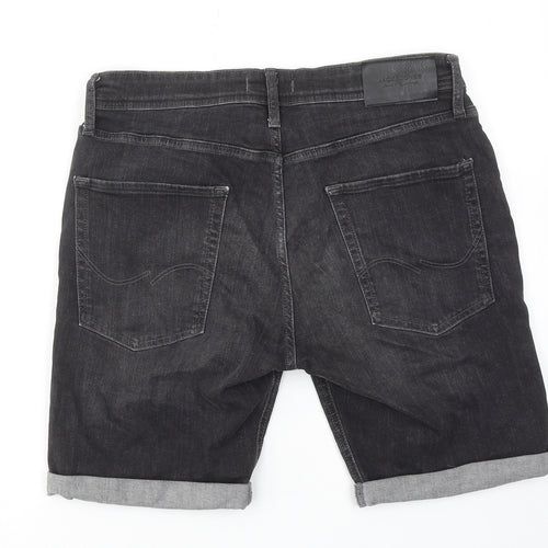 JACK & JONES Mens Grey Cotton Chino Shorts Size M L8 in Regular Button