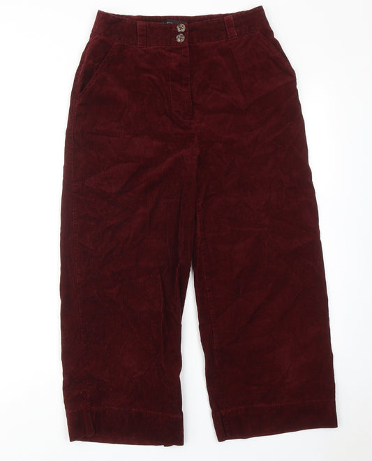 New Look Womens Red Cotton Trousers Size 10 Regular Zip