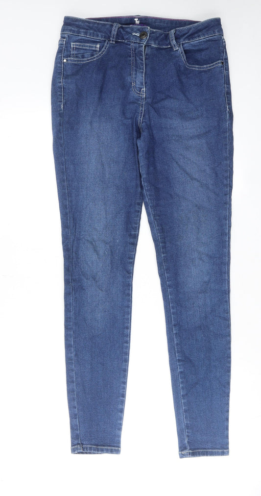 TU Womens Blue Cotton Skinny Jeans Size 12 Regular Zip