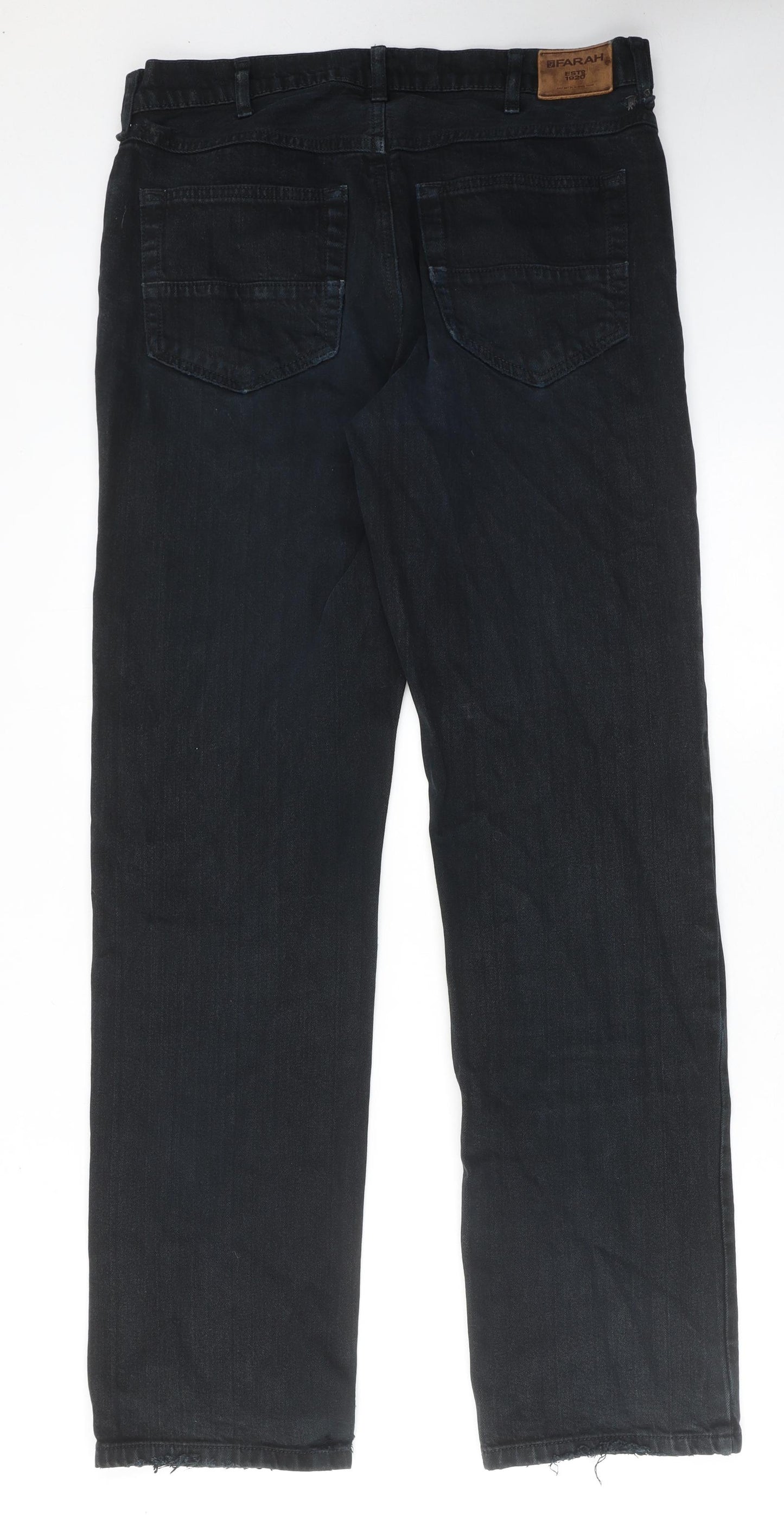 Farah Mens Black Cotton Straight Jeans Size 34 in L34 in Regular Zip