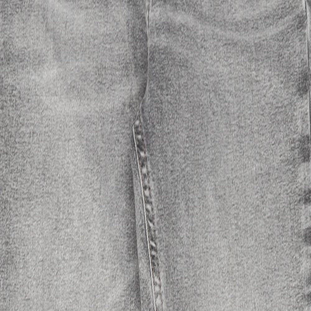 Topshop Womens Grey Cotton Skinny Jeans Size 32 in L30 in Regular Zip - Frayed Hem