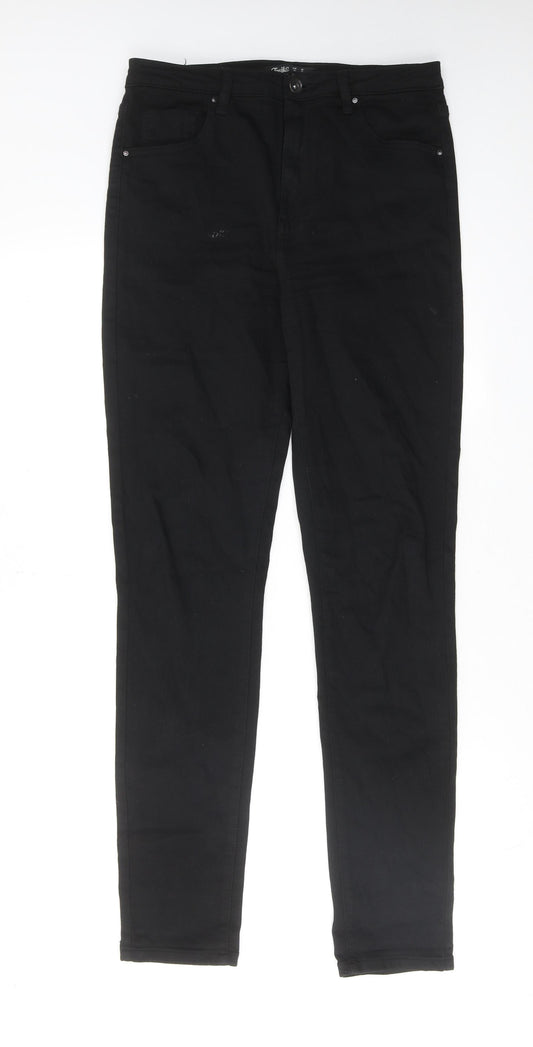 Toxik3 Womens Black Cotton Skinny Jeans Size 12 L30 in Regular Zip