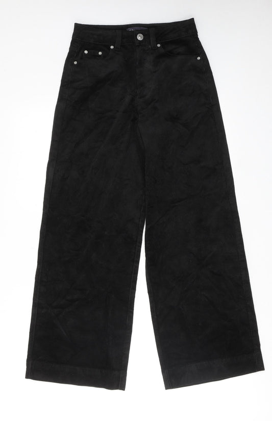 Marks and Spencer Womens Black Cotton Trousers Size 6 L27 in Regular Zip