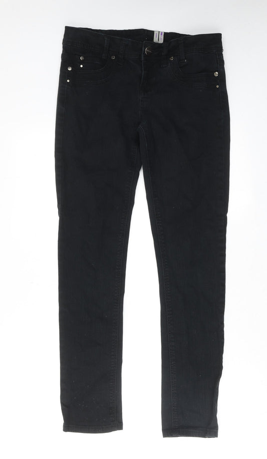 New Look Womens Black Cotton Skinny Jeans Size 12 L32 in Regular Zip