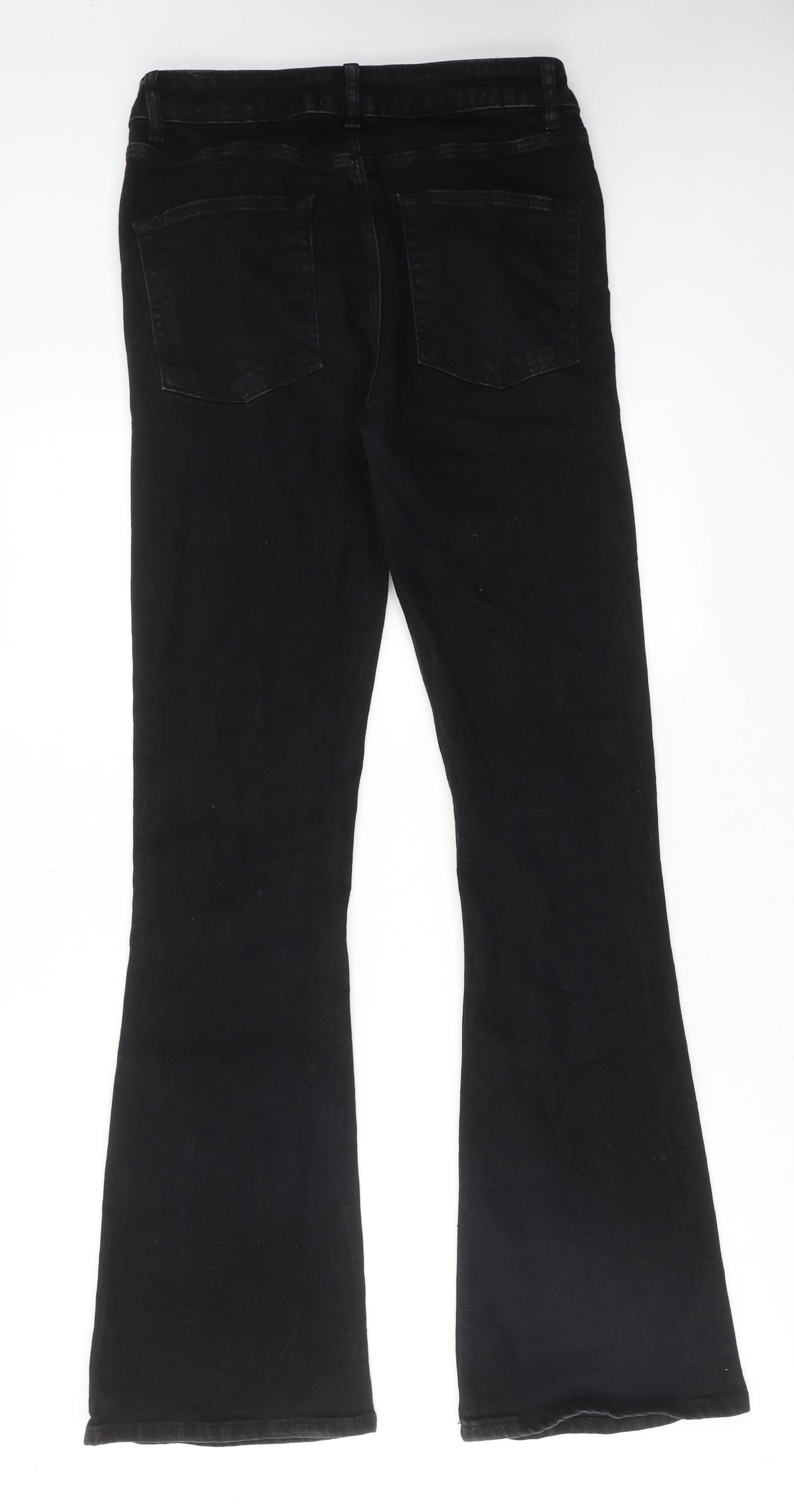 ASOS Womens Black Cotton Flared Jeans Size 32 in L32 in Regular Zip