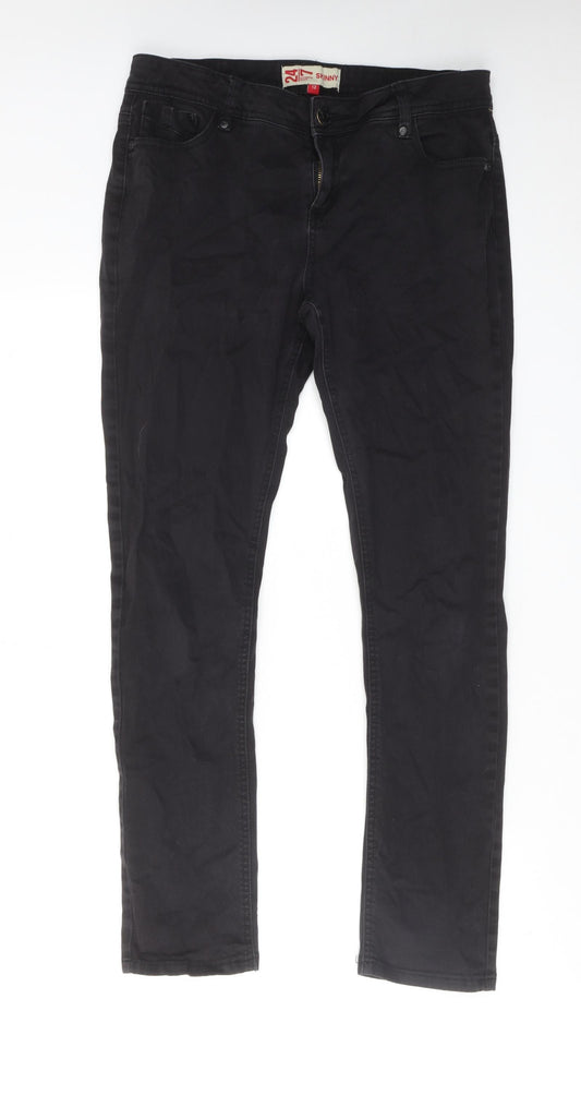 Denim 24/7 Womens Black Cotton Skinny Jeans Size 12 Regular Zip