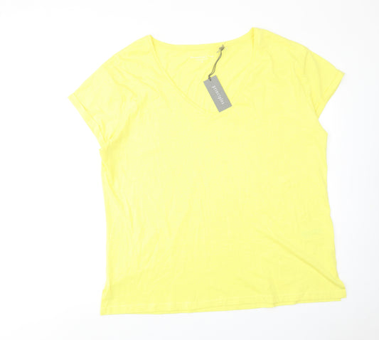 Principles Womens Yellow Cotton Basic T-Shirt Size 20 Scoop Neck