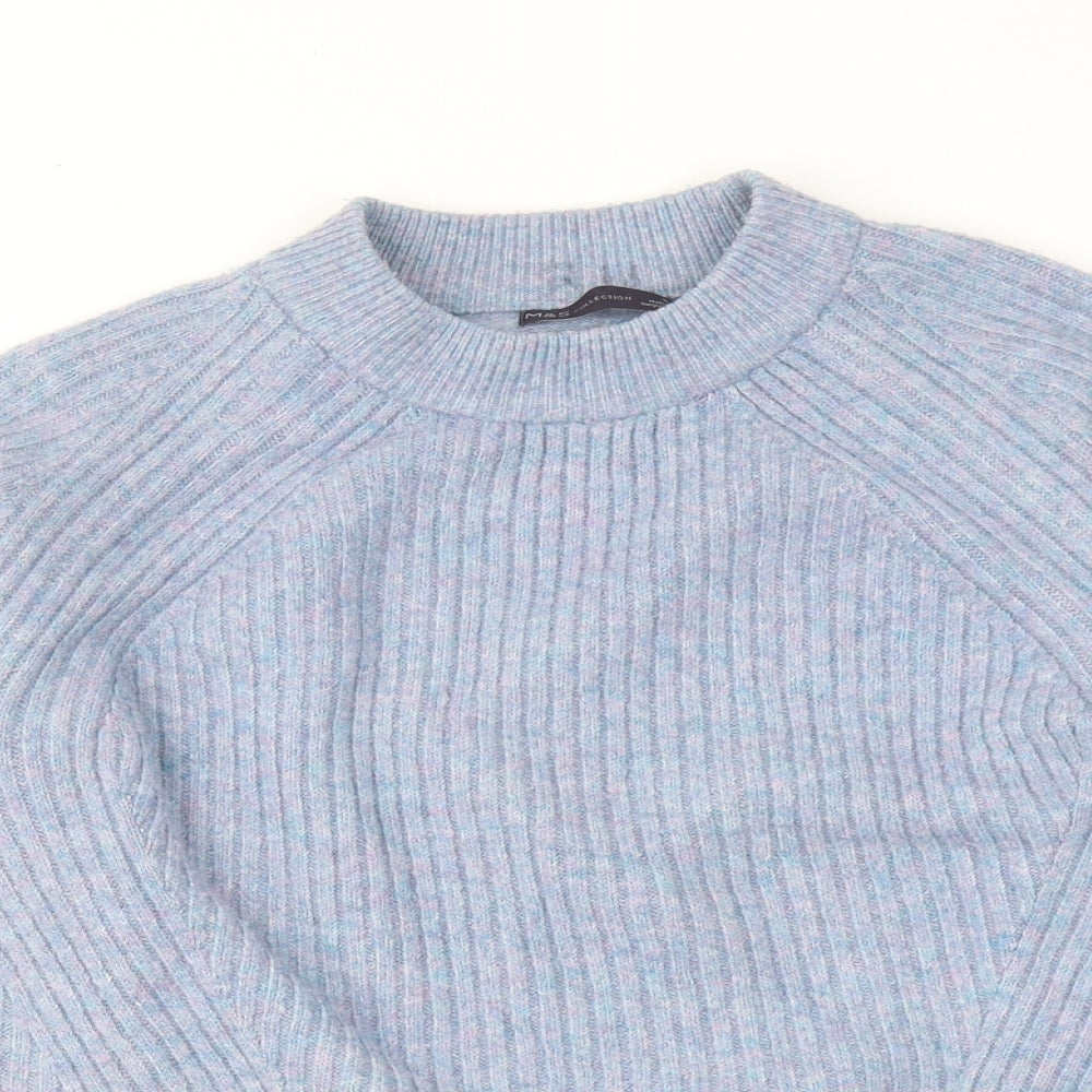 Marks and Spencer Womens Blue Round Neck Acrylic Pullover Jumper Size M