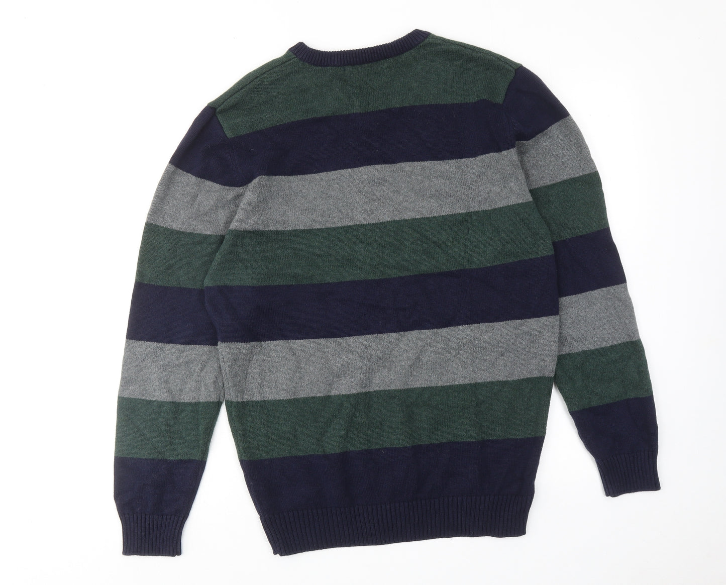 Maine Mens Multicoloured Round Neck Striped Cotton Pullover Jumper Size M Long Sleeve