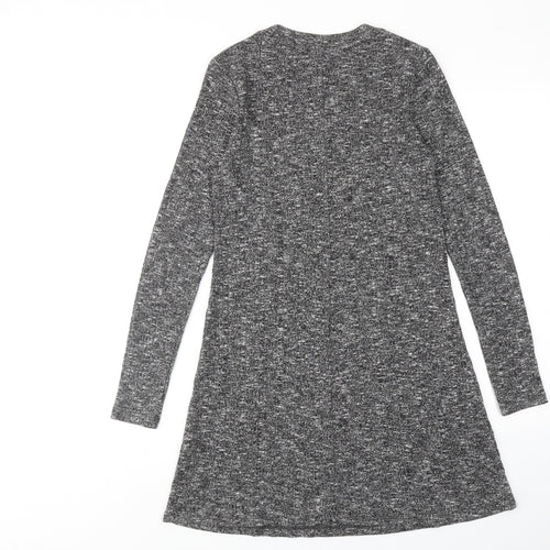 Topshop Womens Grey Polyester Jumper Dress Size 10 Round Neck Pullover